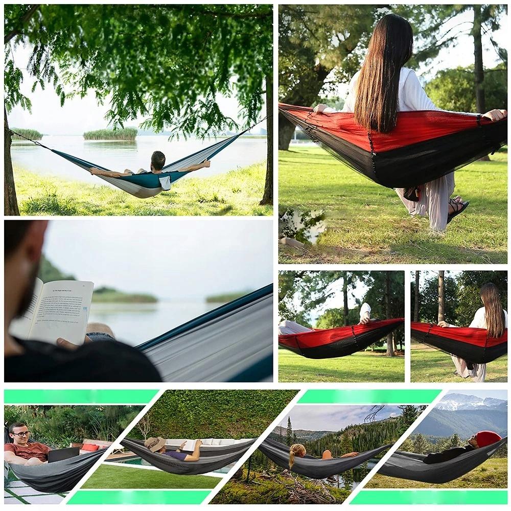 Hamaca de Camping 250Kg Jardín Con Mosquitera Doble 260X140Cm Resistente