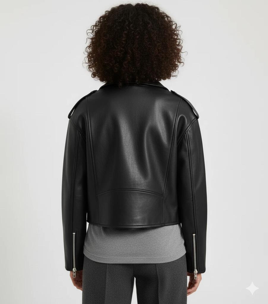 Women's Party Leather Causal Jacket Black Handmade Genuine Soft Motorcycle Biker