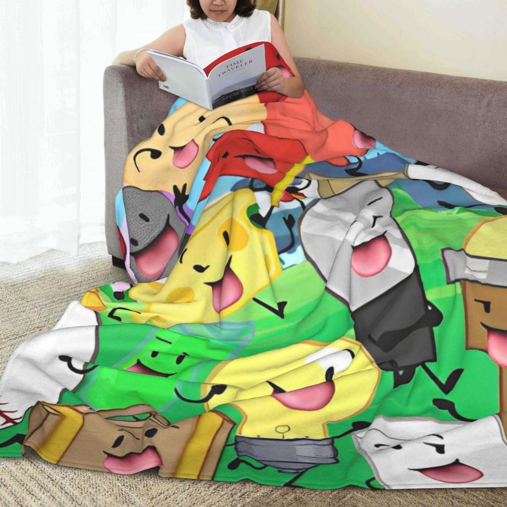 BFDI Inanimate Insanity All Characters Flannel Blankets Soft Durable Throw Blanket for Bedroom Airplane Travel Graphic Bedspread
