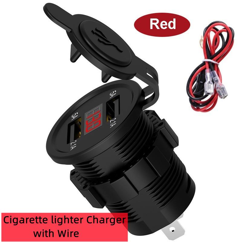 

Автомобильный прикуриватель для мотоцикла, зарядное устройство с двумя USB-портами 12 В-24 В, автомобильные розетки для лодок, зарядка мобильных телефонов в автомобиле, автомобильный прицеп для перевозки животных красный
