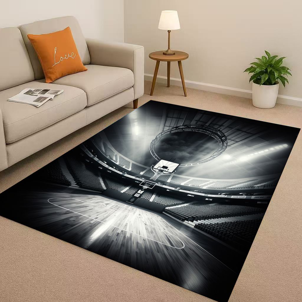 27 Style Basketball Court Art Living Room Non Slip Area Rug Soft Carpet for Bedroom Playroom Sofa,Easy Clean Home Decor Doormat