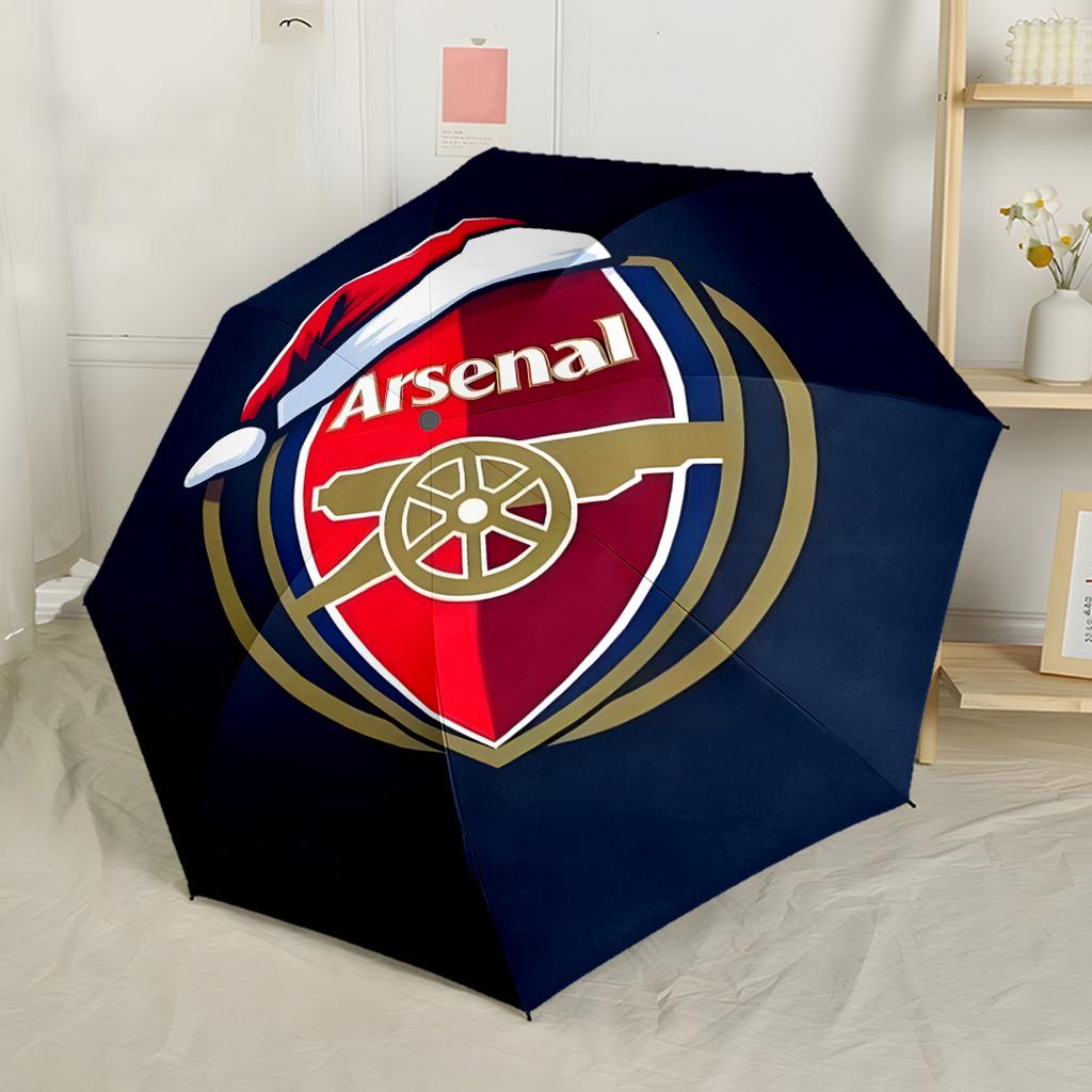 Arsenal Football Club Wappen Automatischer Regenschirm Einziebares Design mit 8 Speichen Stabilität Robuste Konstruktion Langlebiger Alltags-Regenschirm