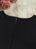 2025 Women's Semi-Transparent Solid Color Round Neck Hollow Long Sleeve Loose Cotton Shirt - Middle Eastern Style