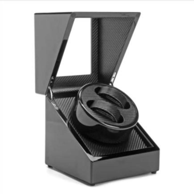 

Автоматическая шкатулка для часов 2+0 Черное дерево Дисплей Хранение Витрина для показа Двойные часы Подарок 18.3*18*21см