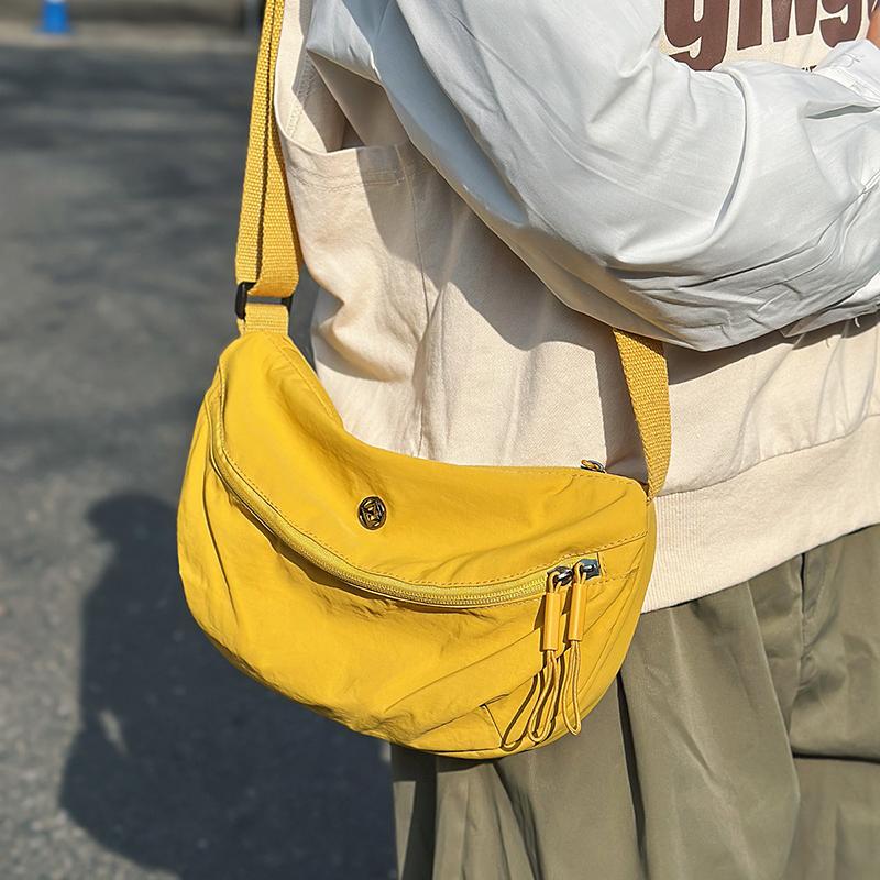 Geantă de umăr ușoară impermeabilă, culoare uni, unisex, geantă crossbody, nailon, ușoară, geantă hobo