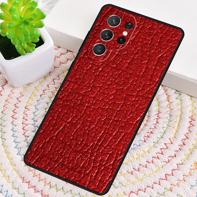 Red Leather Pattern design Phone Case For Samsung Galaxy note 10 pro S26 S25 S24 S23 S22 Ultra Plus S21 FE S20 Shockproof Cover