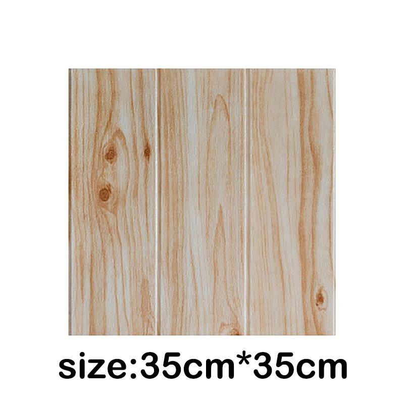 10 szt. 35 * 35 cm samoprzylepna wodoodporna naklejka ścienna 3D z fakturą drewna do łatwej dekoracji ścian tła salonu i kuchni
