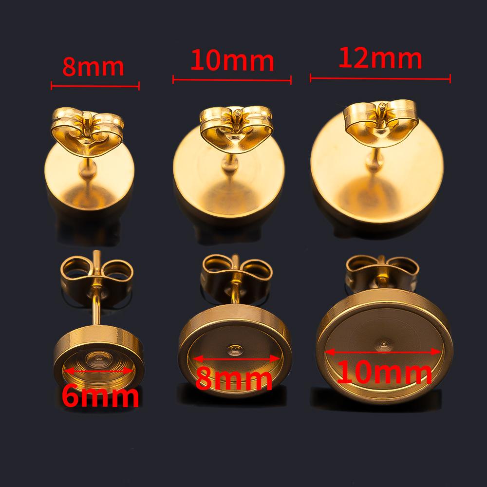 10 pièces 2 pièces Acier Inoxydable Rond Vierge Clous de Support Broches de Base Boucles d'Oreilles Bases de Support Bijoux DIY Fournitures de Fabrication Vente en Gros