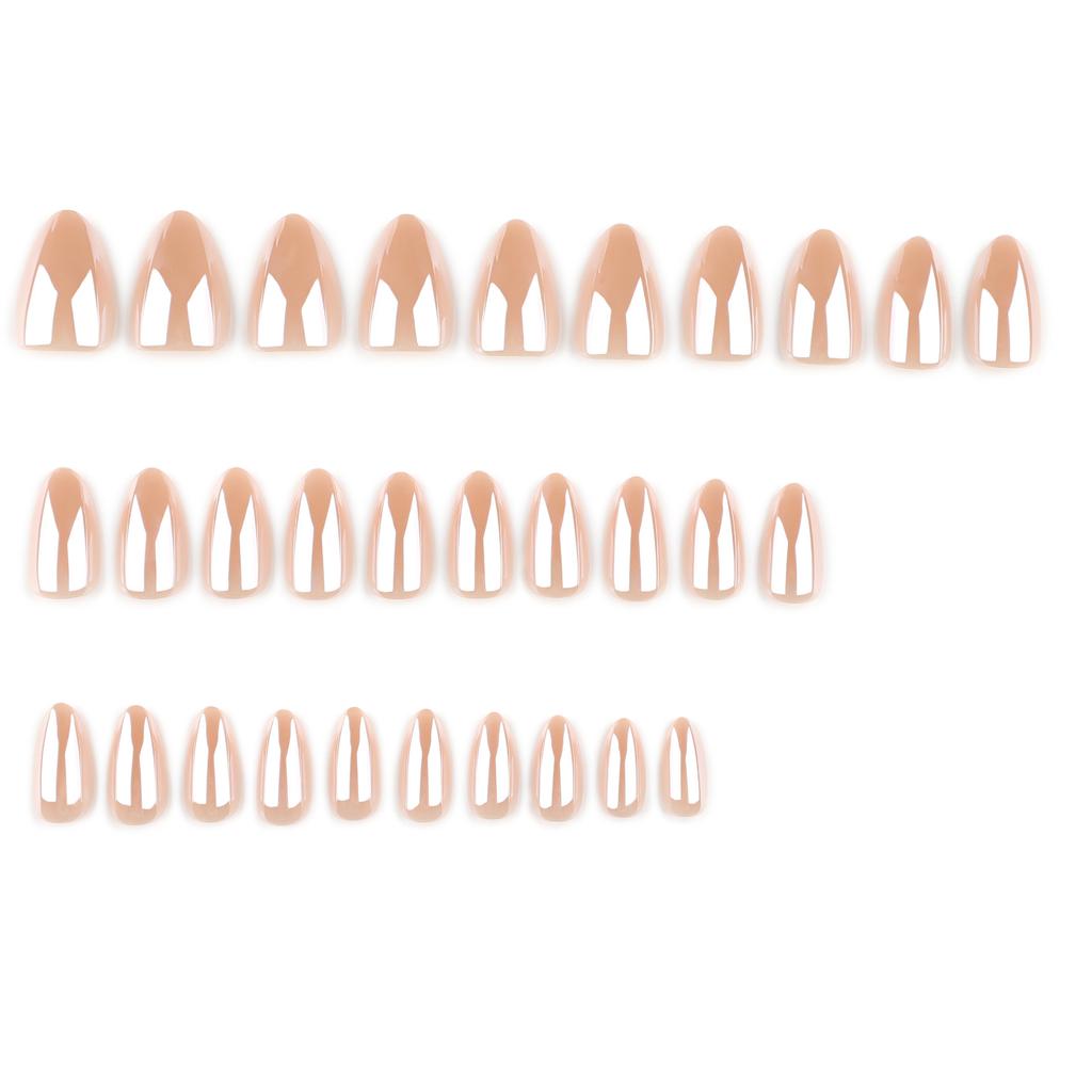 Copertura flash applicazione unghie nude colore solido manicure unghie finte corte a mandorla pezzo per unghie pezzo per unghie