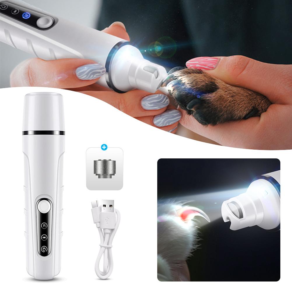 Electric Pet Nail Clippers Dog Nail Grinders With LED Light Rechargeable Dog Cat Paws Nail Grooming Smoothing Trimmer Tool
