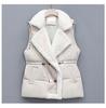2026 Women's Plus Size Double-Breasted Fur Collar Waist-Cinched Leather & Fur Vest Jacket