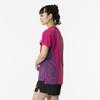 Game Fuchsia Size Short Dynamotion Officially Approved by the Japan Badminton Association Women's Tennis/Badminton Shirt, Pink, XL, 62JAB205, Sleeve,