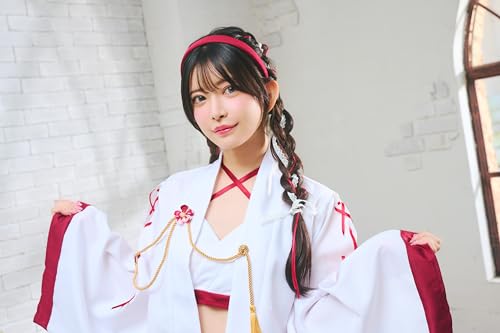 Clearstone Halloween Cosplay Costume - Women's Haori Shrine Maiden Costume (Red)