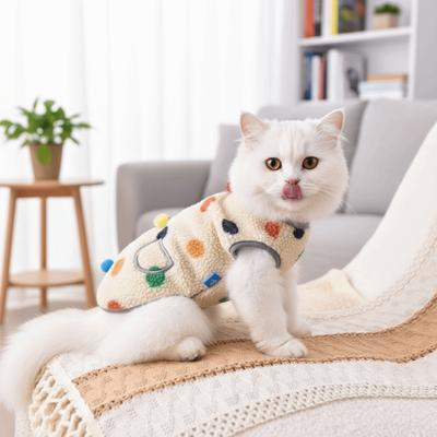 Puppy Apparel Warm Dog Hoodie Soft Fleece Dog Clothes Pocket Design Dots Pattern Pet Vest Autumn Winter