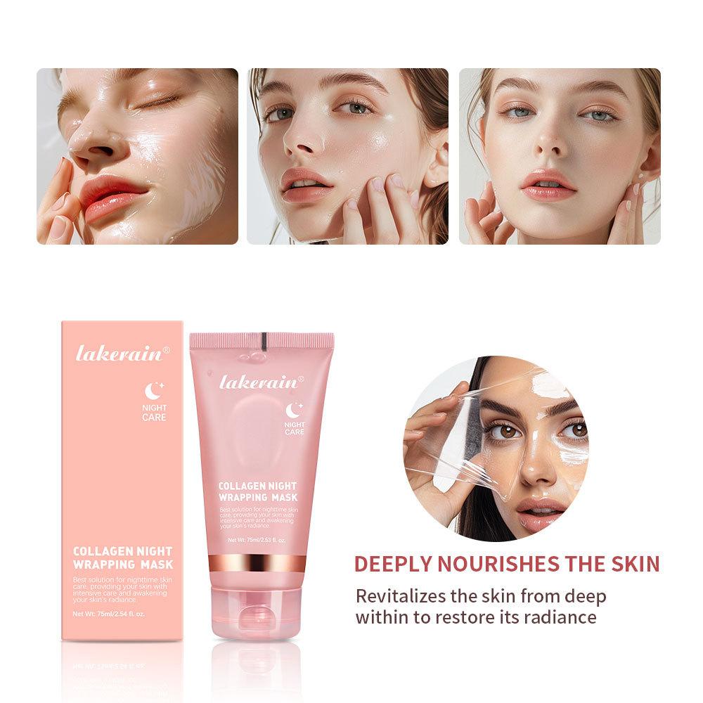 75ml Collagen Overnight Wrapping Peel Off Facial Mask Korean Collagen Night Wrapping Mask Deeply Hydrates Night Care Mask Cream