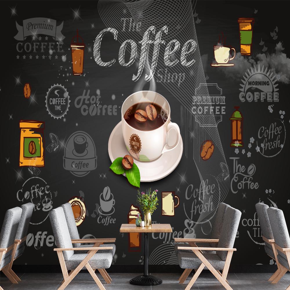 

3d Retro Cafe Wall Murals Coffee Wallpaper Cartoon Restaurant Cafe Background Wallpaper 200 cm(W) x 140 cm(H)