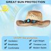 Western Cowboy Hat for Men Hollow Wide Brim Women Riding Cowgirl Straw Hats Summer Sun Hat