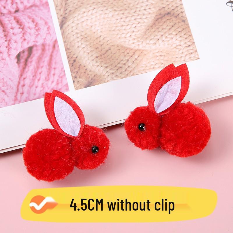 Furry Ball Plush Rabbit DIY Lantern Accessories - Cute Cartoon Hair Clip with Icelandic Wool for Kids, Mid-Autumn Festival.