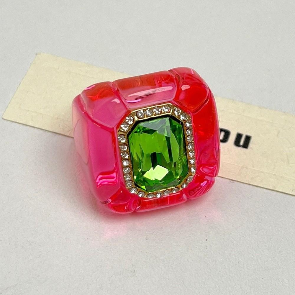 New Colorful Rhinestones Ring Three-dimensional Elegant Jewelry Finger Ring Geometric Square Ring Jewelry Accessories