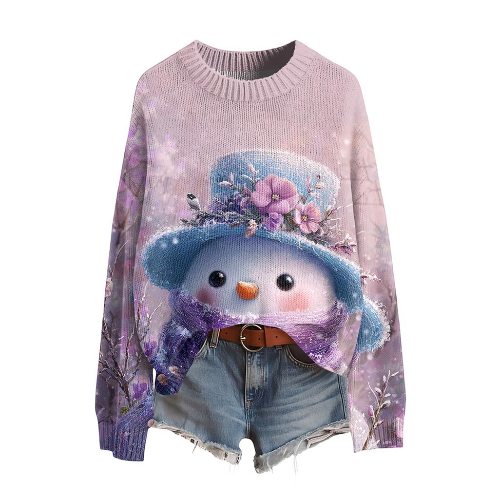 Damen Lustiger Damen Weihnachts-Pullover R-Ausschnitt Weihnachts-Jumper Weihnachts-Outfit Hässliches Sweatshirt Weihnachtskostüm