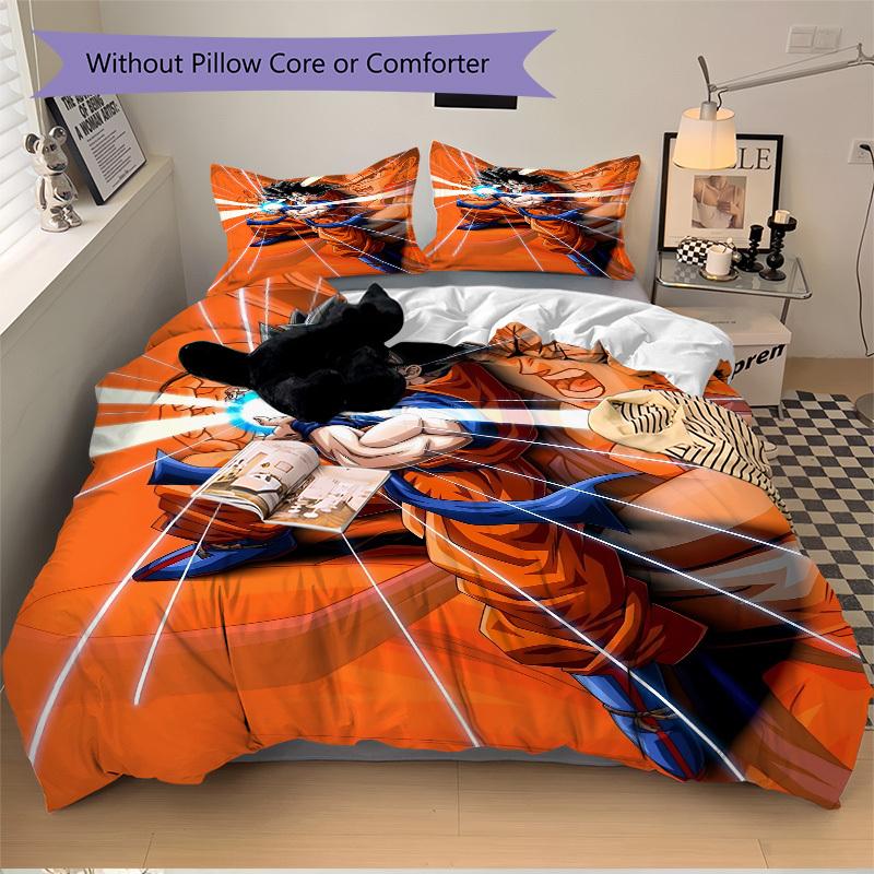 3pcs Goku, DragonBall Bedding Set. Soft and Comfortable with No Core Included (1x Duvet Cover + 2x Pillow Covers) yy251009231