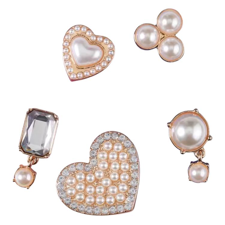 Crocs Pearl Embellishment Acrylic Shoe Accessories Unisex Couple Gold Gold