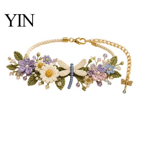 Forest Style Jewelry Crafting DIY Crochet Bracelet Kit, Flower Craft Set with Beads, Creative Hobbies for Relaxation Floral Making Kit Beginners,