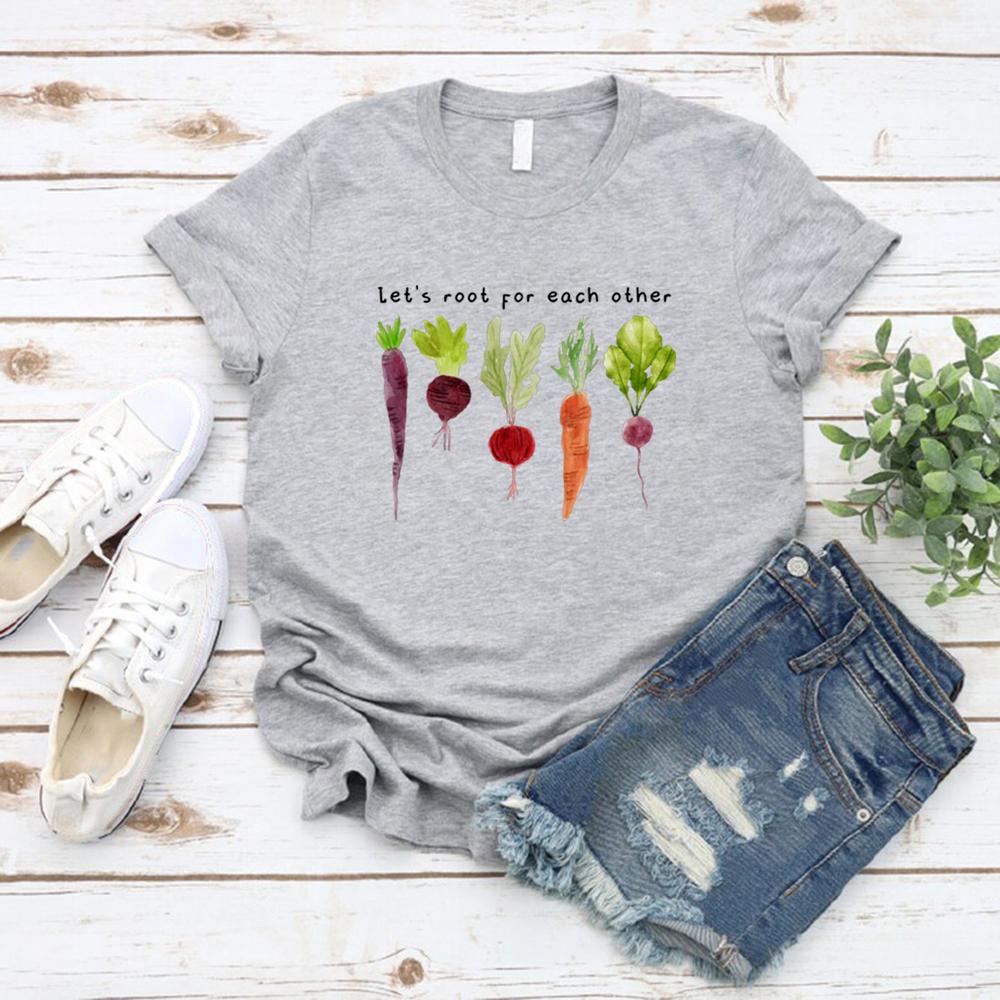 Lets Roots for Each Other Vegetable T-Shirt Uplifting T Shirt Unisex Short Sleeve Tshirt Vintage Gardening Tee Retro Women Tops