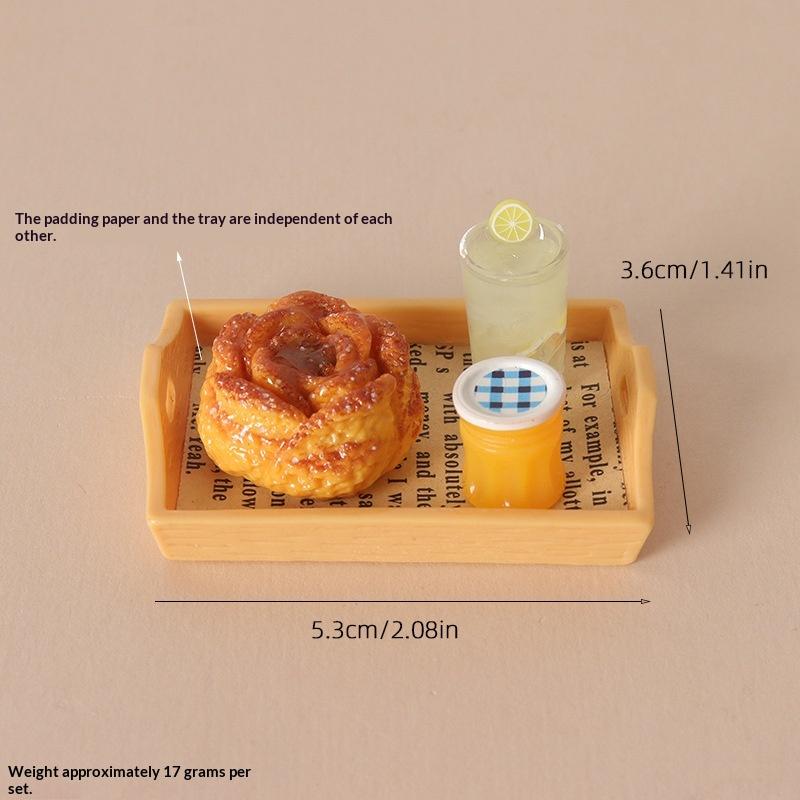 Realistic Dollhouse Miniature Coffee & Pastry Set Food Tray Accessory for Doll House Diorama Art Decor Collection Gift