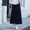 High Waist Midi A-Line Plus Size Women's Skirt - Drapey, Slit, Fleece-Lined for Autumn/Winter