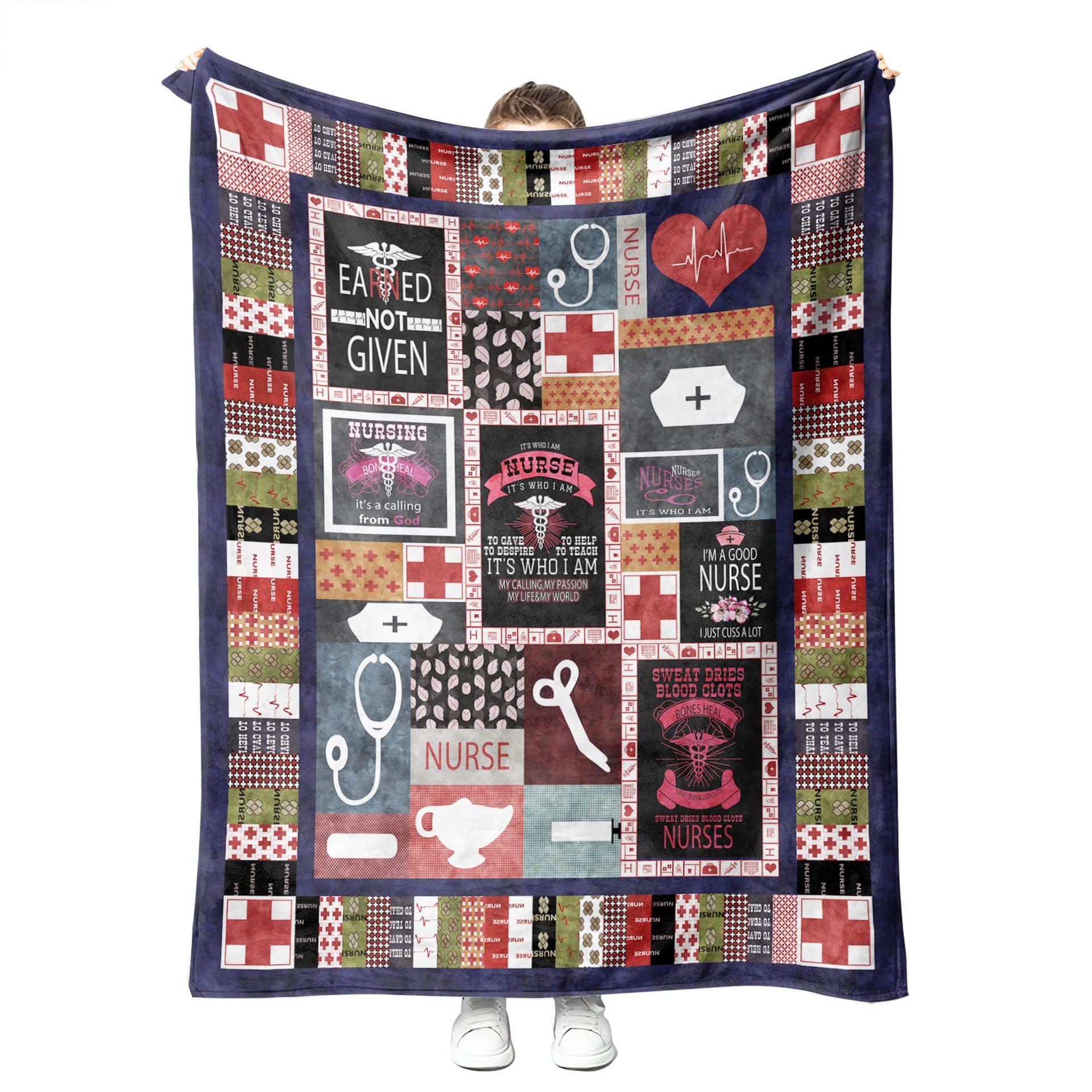 

Gifts for the nurses Printed Blanket for Sofa Bed Travel Camping Living Room Office Conditioning Blanket for All Seasons Gifts 75x90cm