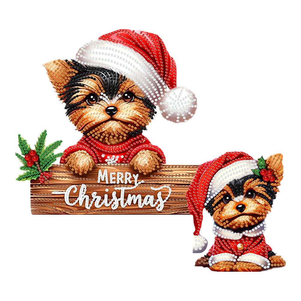 DIY Xmas Diamond Painting Door Frame Hanging Decor Partial Drill Decorative Wooden Door Pendant Diamond Arts Set for Home Office