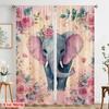 2pcs,2D plane printing Light Filtering Curtains Rosy Elephant Dream Versatile Polyester (without rod) Holiday Use for Various