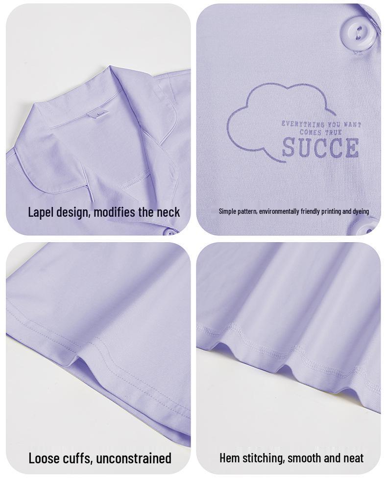 Women's Tencel Cotton Pajama Set: Summer Lyocell Short Sleeve, Long Pants, 3-Piece for Home or Outdoor Wear