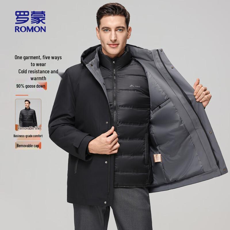 ROMON Men s Goose Down Mid-Length Warm Winter Coat 180