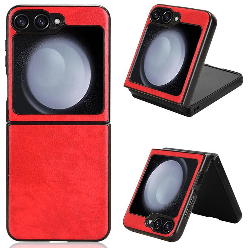 Para Samsung Galaxy Z Flip7 FE 5G/Z Flip6 5G Capa Couro Textura Lichia PC Rígido Capa de Telefone