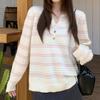 Navava Women Lovely Stripe Point Long Sleeve Knit Tee Nk3591