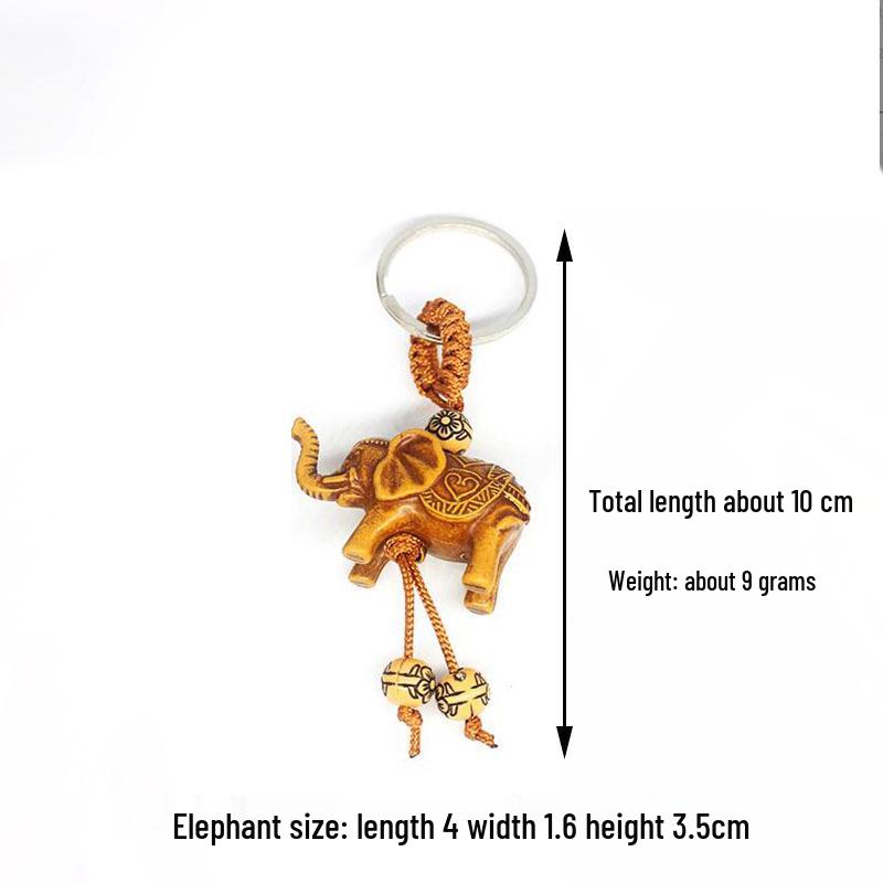 3D Подвеска-брелок Слон с текстурой дерева - Креативный маленький слон Аксессуар для автомобиля Подарок