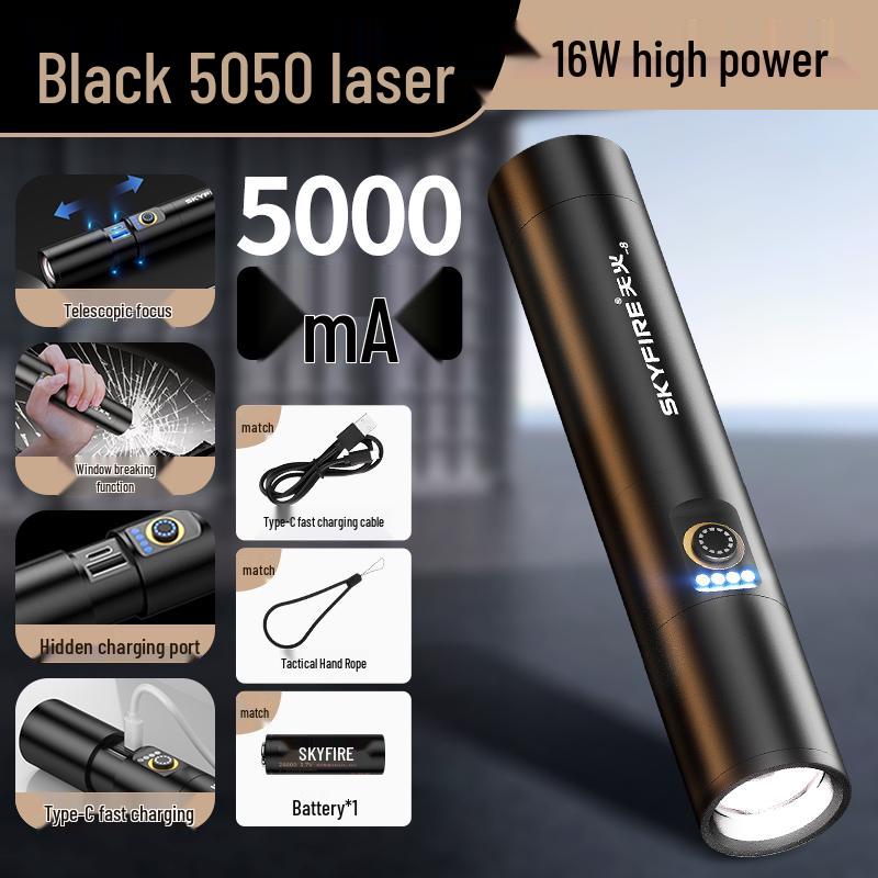 Rechargeable Tactical Flashlight - Super Bright Long-Range Spotlight with Extended Battery Life, Portable for Outdoor and Home Use.