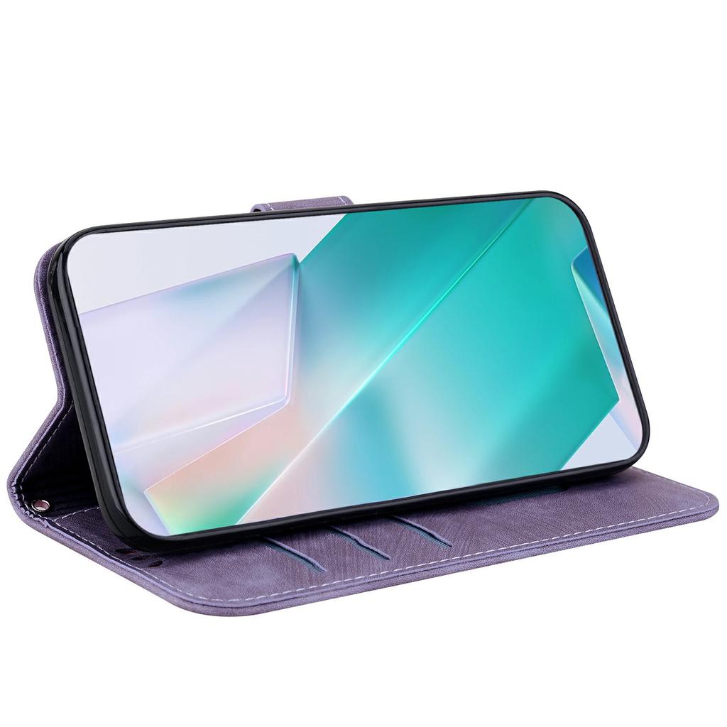 For iPhone 17 Pro Wallet Case Tiger Imprint Leather Shockproof Phone Cover with Wrist Strap