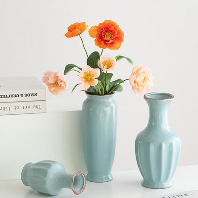 Retro Chinese Ru Kiln Ceramic Vase for Home Decoration and Ikebana