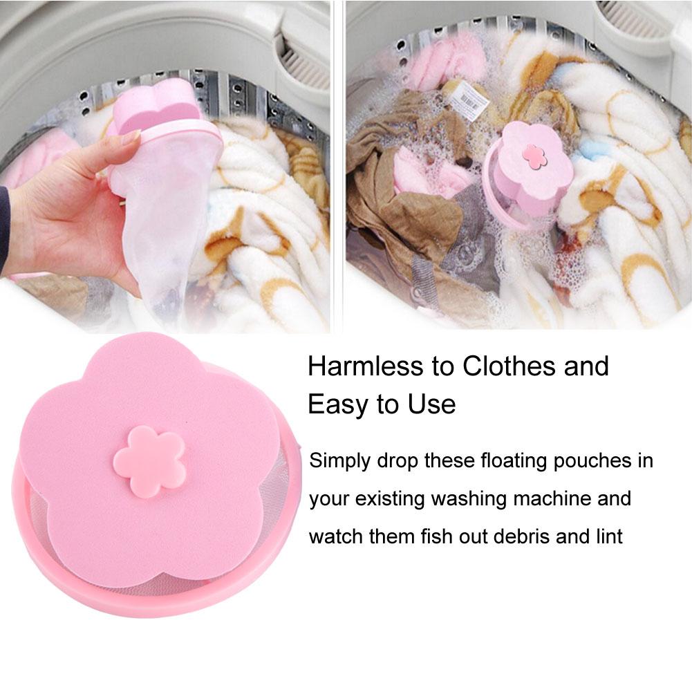 Flower Washing NaMachine Hair Removal Laundry Floating Filter Mesh Bag sy to Cln Pink