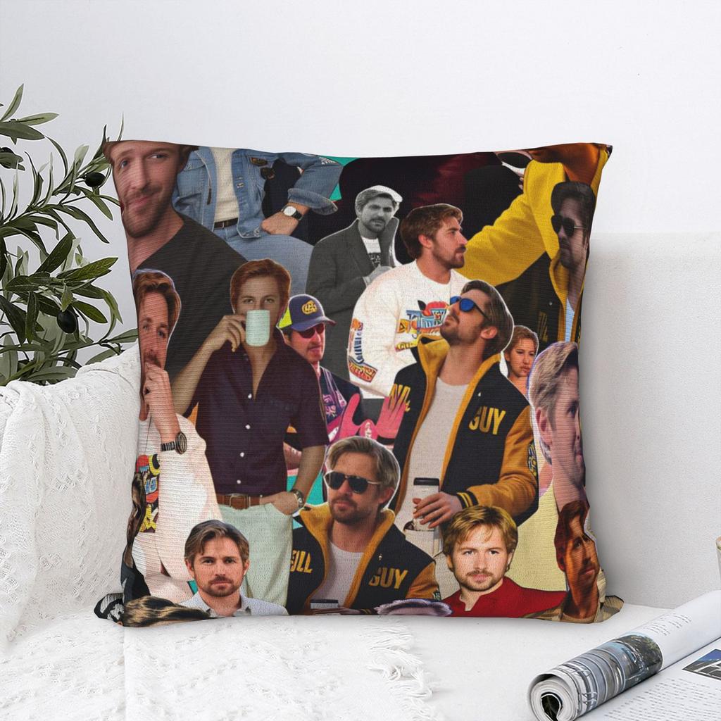 Ryan Gosling Collage Kussenhoes Zachte Kussenhoes Voor Woonkamerstoel Schattige Grappige Kussenhoes