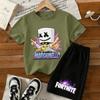 Fashion Cartoon Figure Fun Printed 11 Colors Kids T-shirt and Shorts 2 Piece Set Summer Home Outdoor Casual Outfit Boy and Girl's Sports Set
