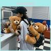 Mochila de Urso de Pelúcia Fofa Novo Estilo 2023 Bolsa de Ombro para Meninas Material Macio