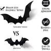 PVC Black 3D Horror Bat stickers for home decor DIY wall stickers bathroom indoor Halloween party supplies