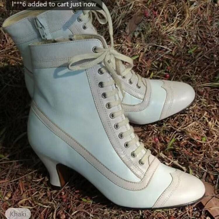 New Color Matching Front Strap Retro Low Tube Low Heel Round Head Large Size Fashion Short Boots