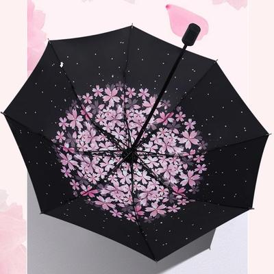 Cherry Flower Umbrella Anti-UV 3 Fold Sun Rain Umbrella Women Girls Sakura Umbrella