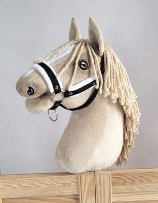 Nastavitelná ohlávka pro koně Hobby Horse A3 černá s bílou srstí