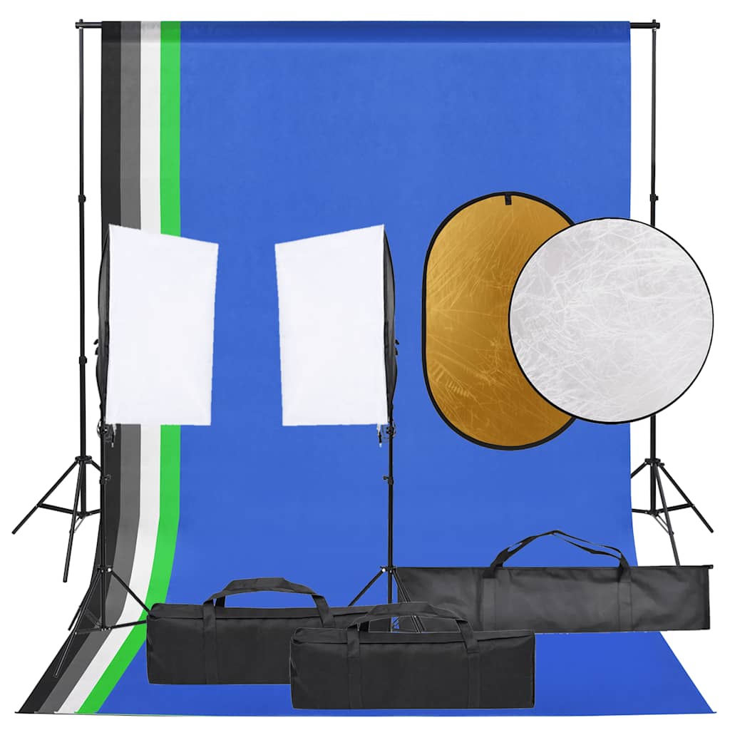 Vidaxl Studio Set With Lamps, Backdrops, and Reflectors
